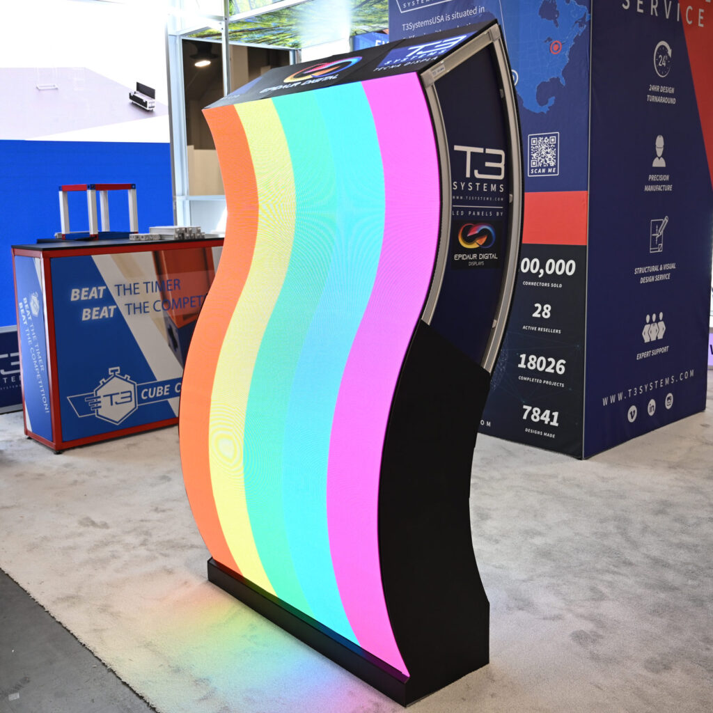 Flexible LED display with bright stripes of color